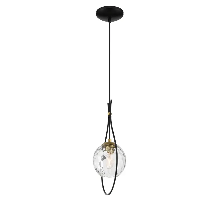 Cody Mini Pendant Light in Coal and Soft Brass - Image 4
