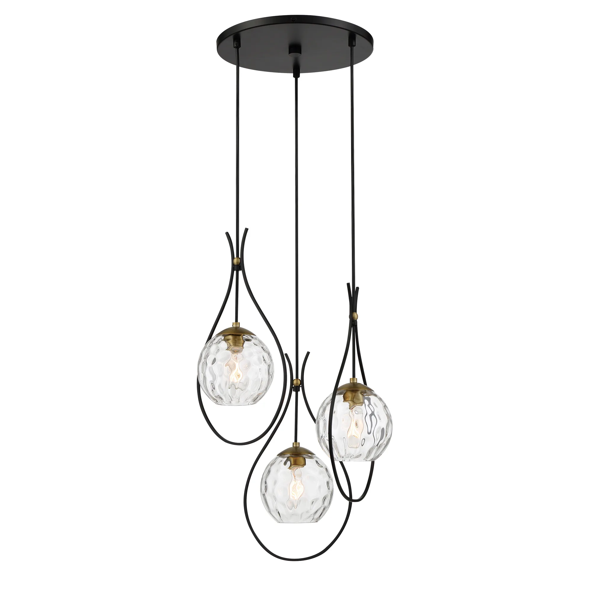 Cody 3-Light Pan Pendant in Coal and Soft Brass