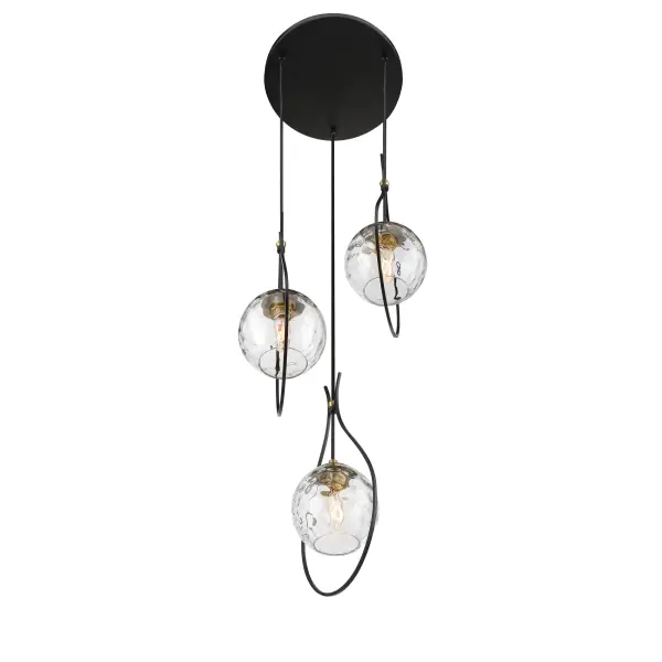 Cody 3-Light Pan Pendant in Coal and Soft Brass - Image 3