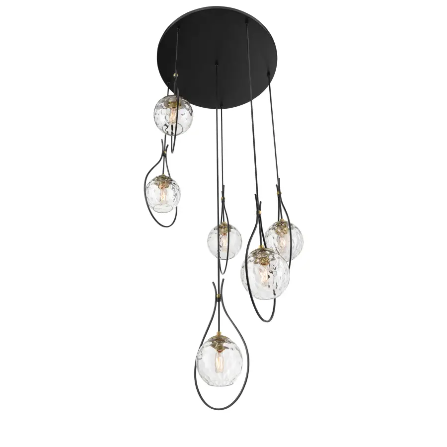 Cody 6-Light Pan Pendant in Coal and Soft Brass - Image 3