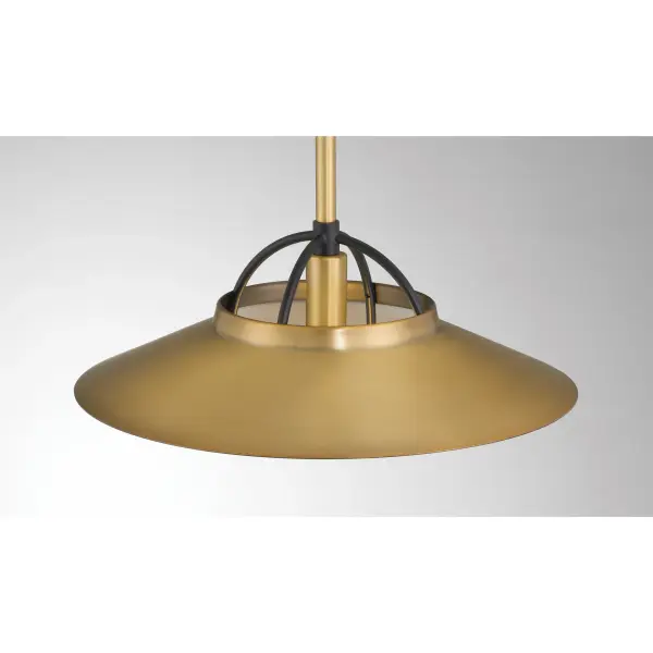 The Newburie 12" pendant combines legacy brass warmth with matte black accents in a compact modern design. Perfect for smaller spaces or multiples over islands, this lightweight fixture delivers contemporary style. - alternate view