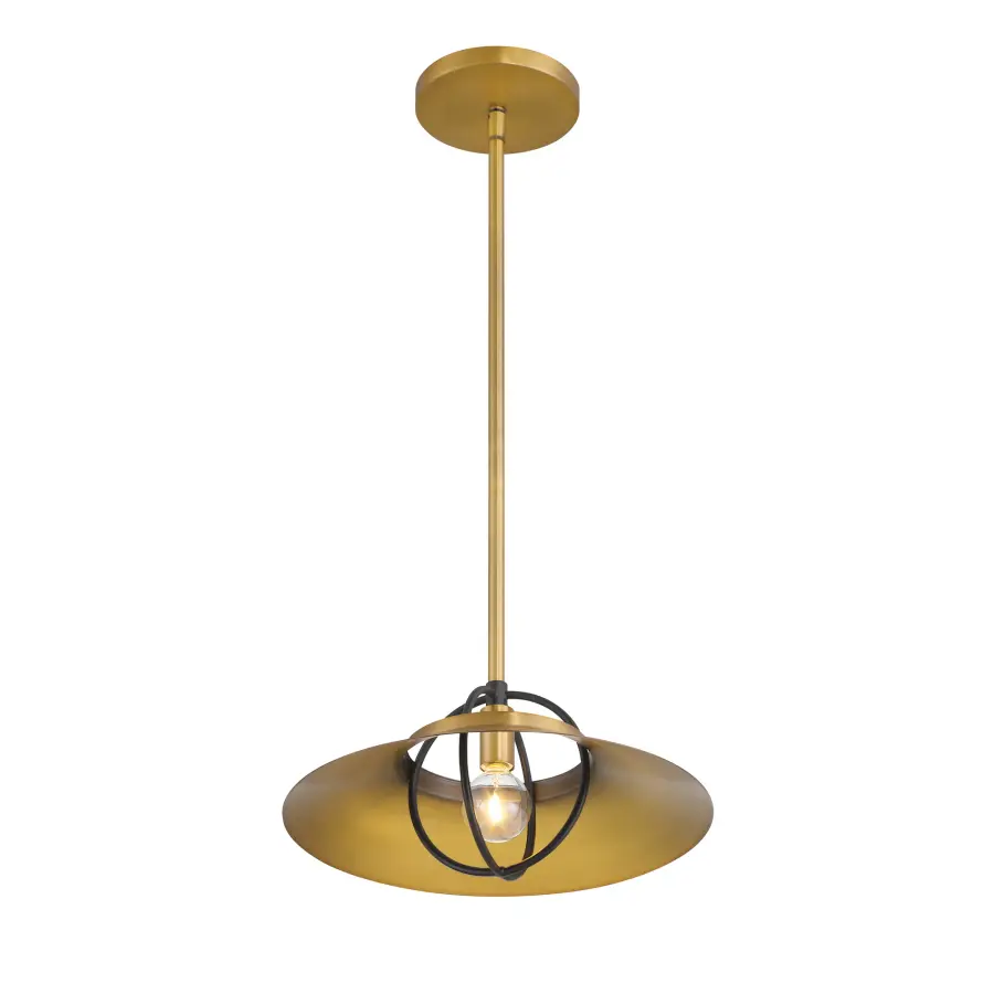 Newburie 12" 1-Light Pendant in Legacy Brass and Matte Black - Image 3