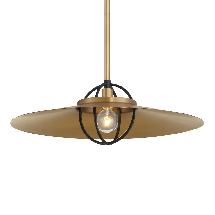 Newburie 17" 1-Light Pendant in Legacy Brass and Matte Black - Image 1