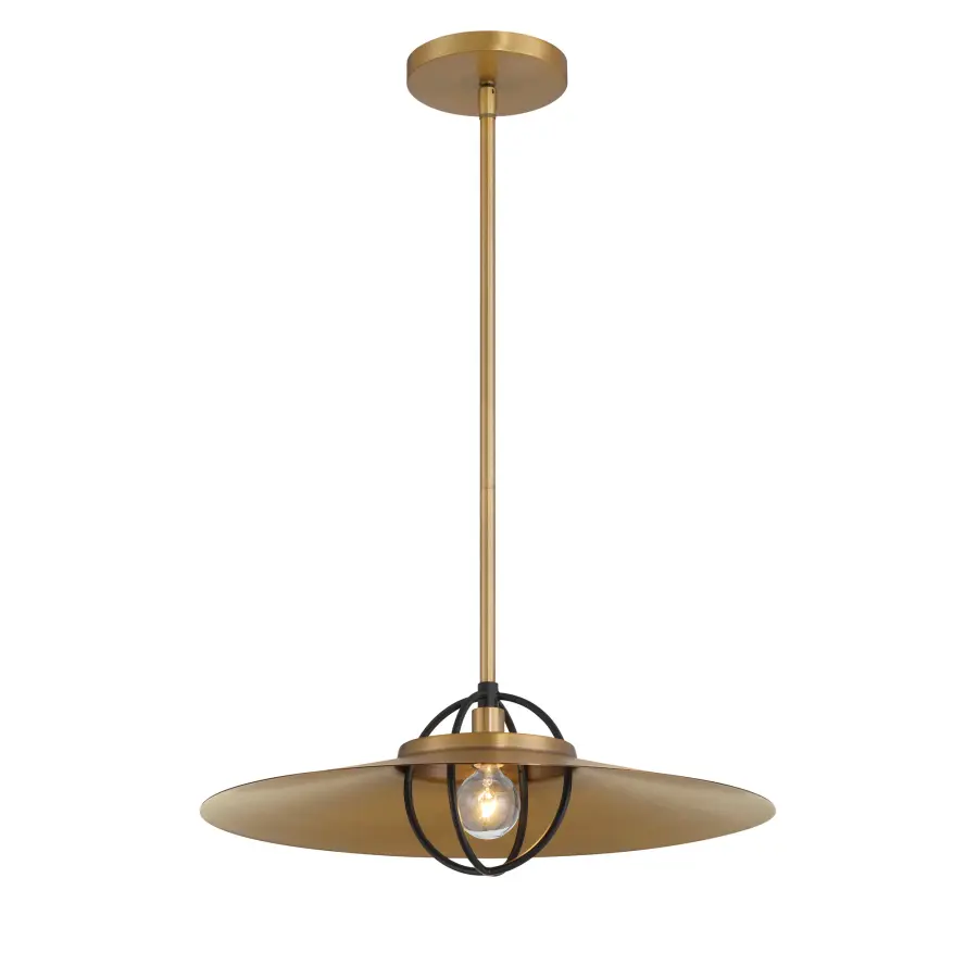 Newburie 17" 1-Light Pendant in Legacy Brass and Matte Black - Image 3