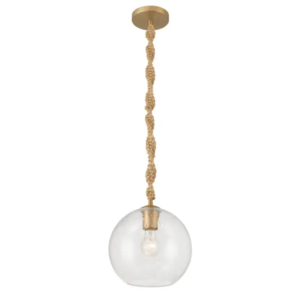 1-Light Mini Pendant - Legacy Brass with Clear Seeded Glass