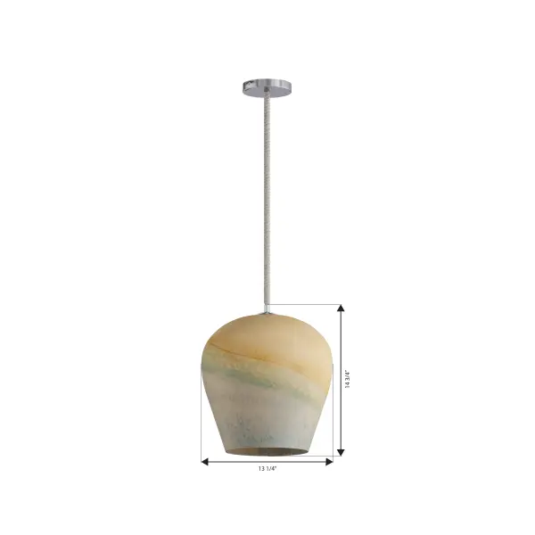 Sandrelle 12.75" 1-Light Pendant in Polished Nickel with Blue Hue Glass - Image 4