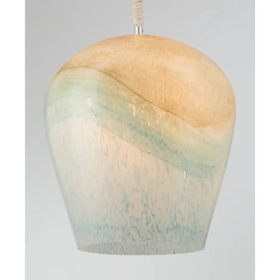 Sandrelle 12.75" 1-Light Pendant in Polished Nickel with Blue Hue Glass - Image 6