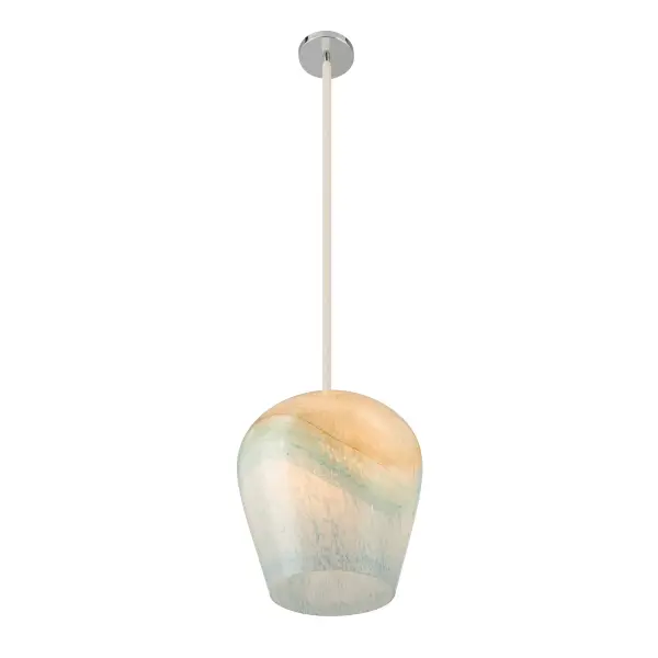Sandrelle 12.75" 1-Light Pendant in Polished Nickel with Blue Hue Glass - Image 8