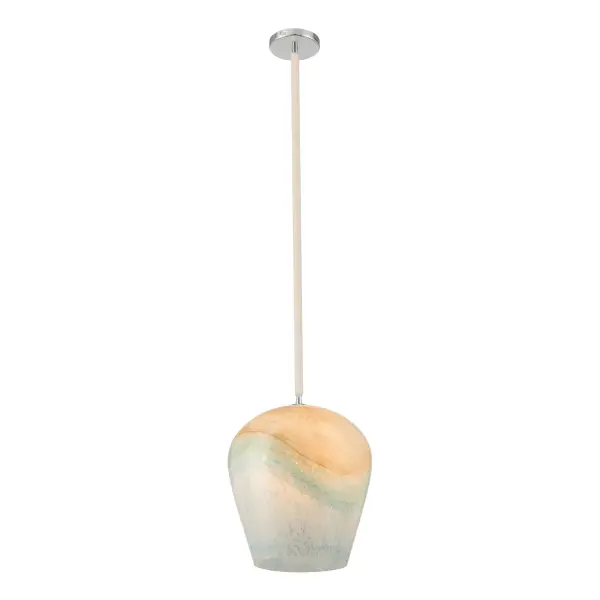 Sandrelle 12.75" 1-Light Pendant in Polished Nickel with Blue Hue Glass - Image 9