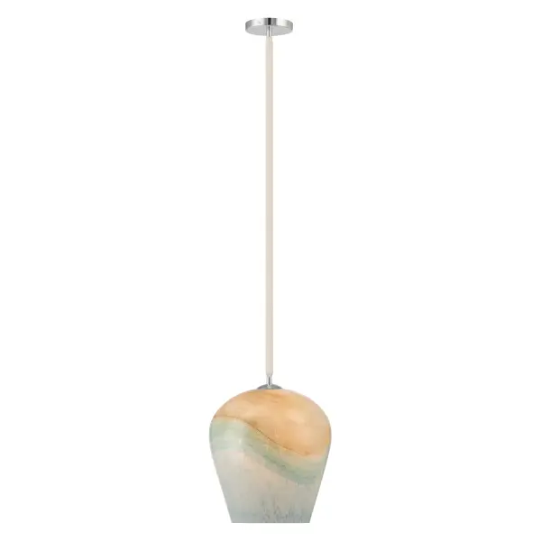 Sandrelle 12.75" 1-Light Pendant in Polished Nickel with Blue Hue Glass - Image 10