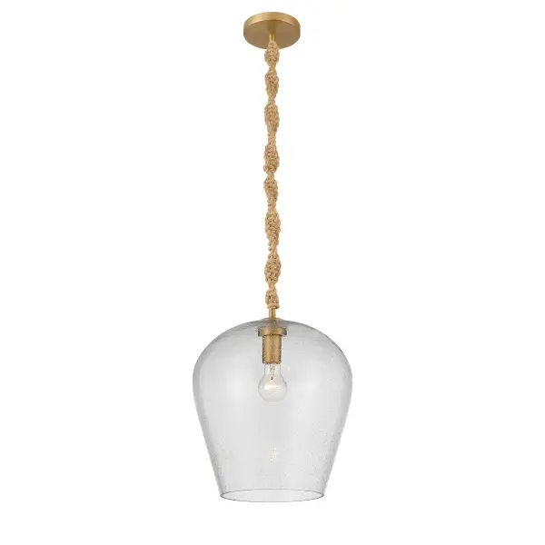 1-Light Pendant - Legacy Brass with Clear Seeded Glass