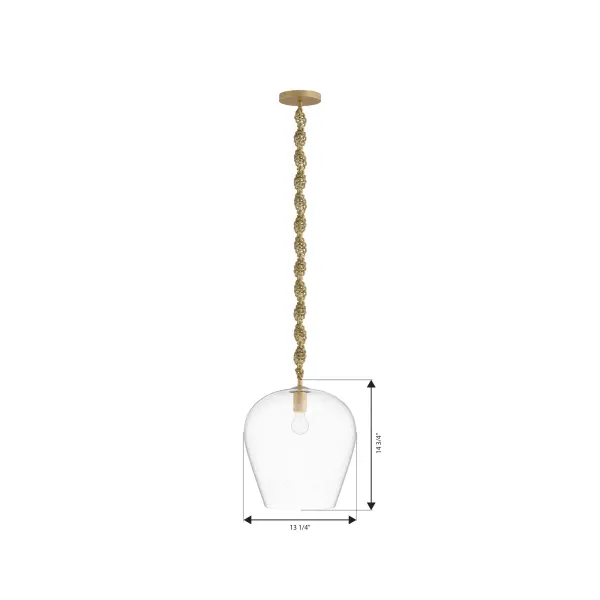 1-Light Pendant - Legacy Brass with Clear Seeded Glass - alternate view