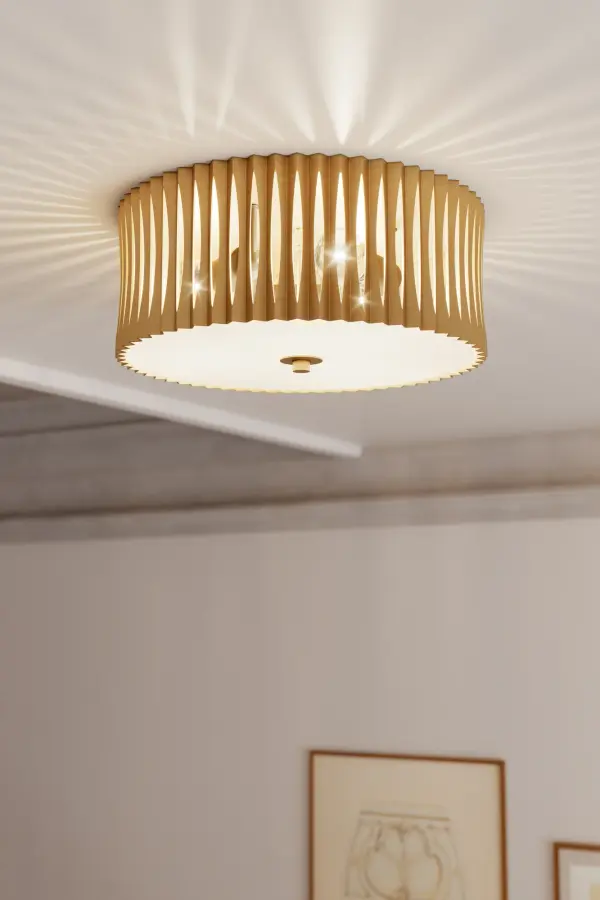 Aven 16" 3-Light Flush Mount in Sand Coal Black and Legacy Brass - Image 2