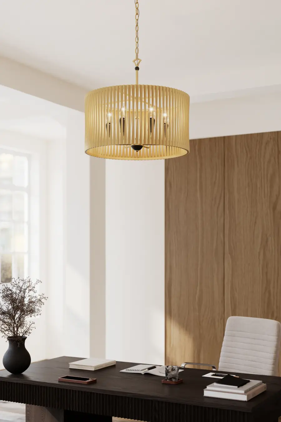 Aven 24" 6-Light Pendant in Sand Coal Black and Legacy Brass - Image 2