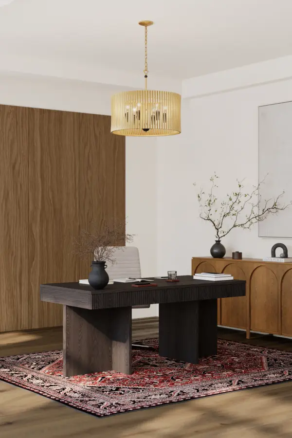 Aven 24" 6-Light Pendant in Sand Coal Black and Legacy Brass - Image 3