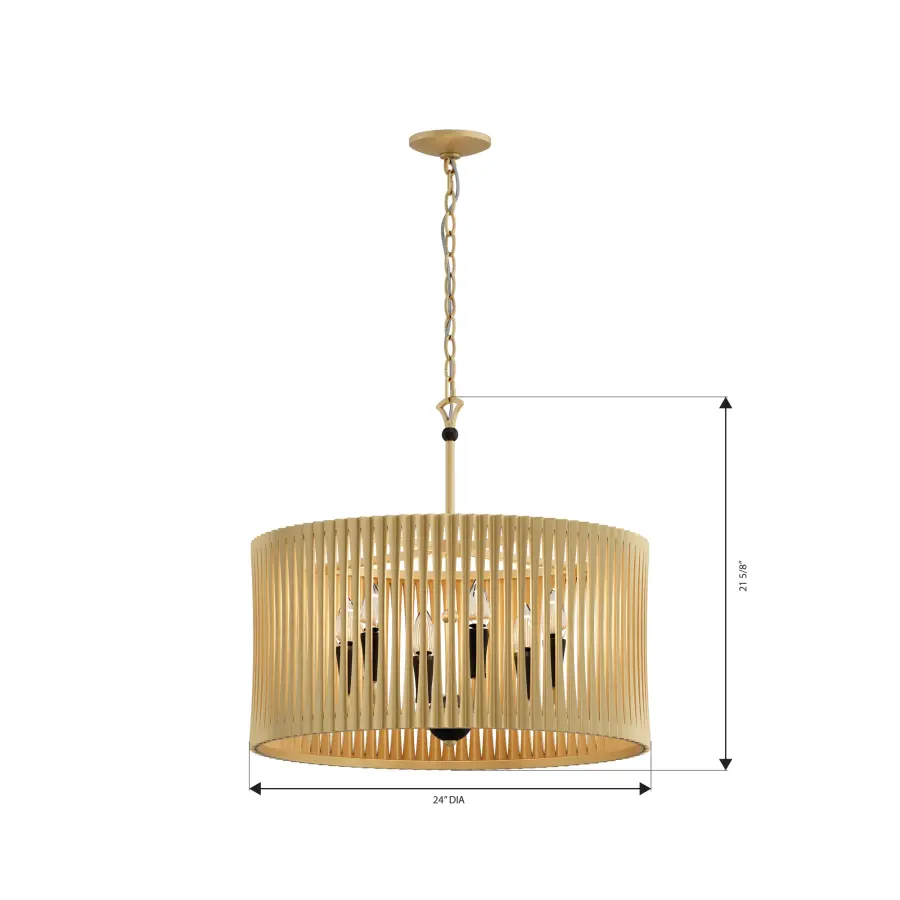 Aven 24" 6-Light Pendant in Sand Coal Black and Legacy Brass - Image 4