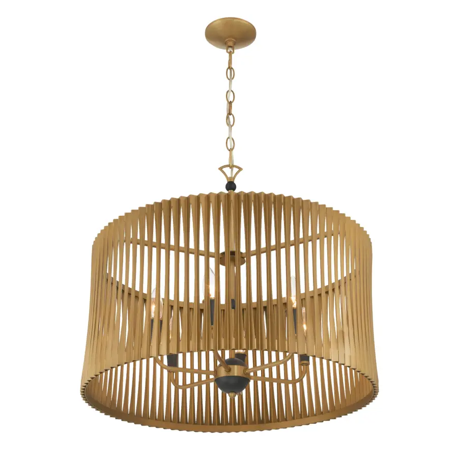 Aven 24" 6-Light Pendant in Sand Coal Black and Legacy Brass - Image 7