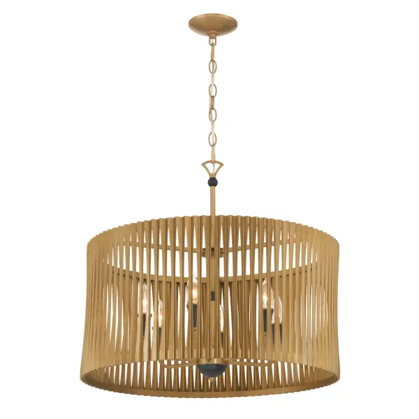 Aven 24" 6-Light Pendant in Sand Coal Black and Legacy Brass - Image 8