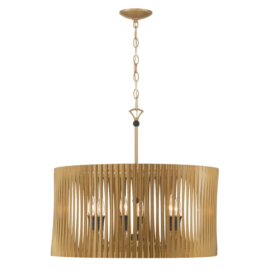 Aven 24" 6-Light Pendant in Sand Coal Black and Legacy Brass - Image 9
