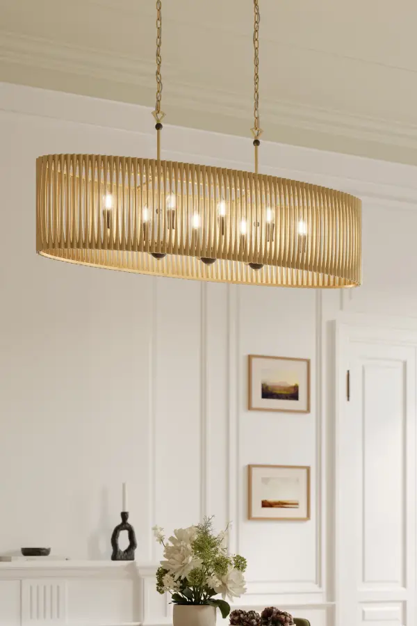 8-Light Linear Chandelier - Sand Coal Black and Legacy Brass - alternate view