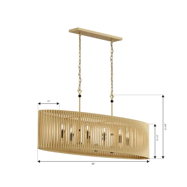 Aven 52" 8-Light Linear Chandelier in Sand Coal Black and Legacy Brass - Image 4
