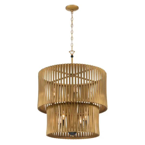Aven 24" 8-Light Pendant in Sand Coal Black and Legacy Brass - Image 1