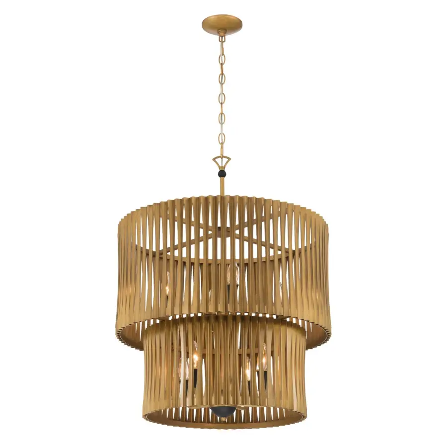 Aven 24" 8-Light Pendant in Sand Coal Black and Legacy Brass - Image 1