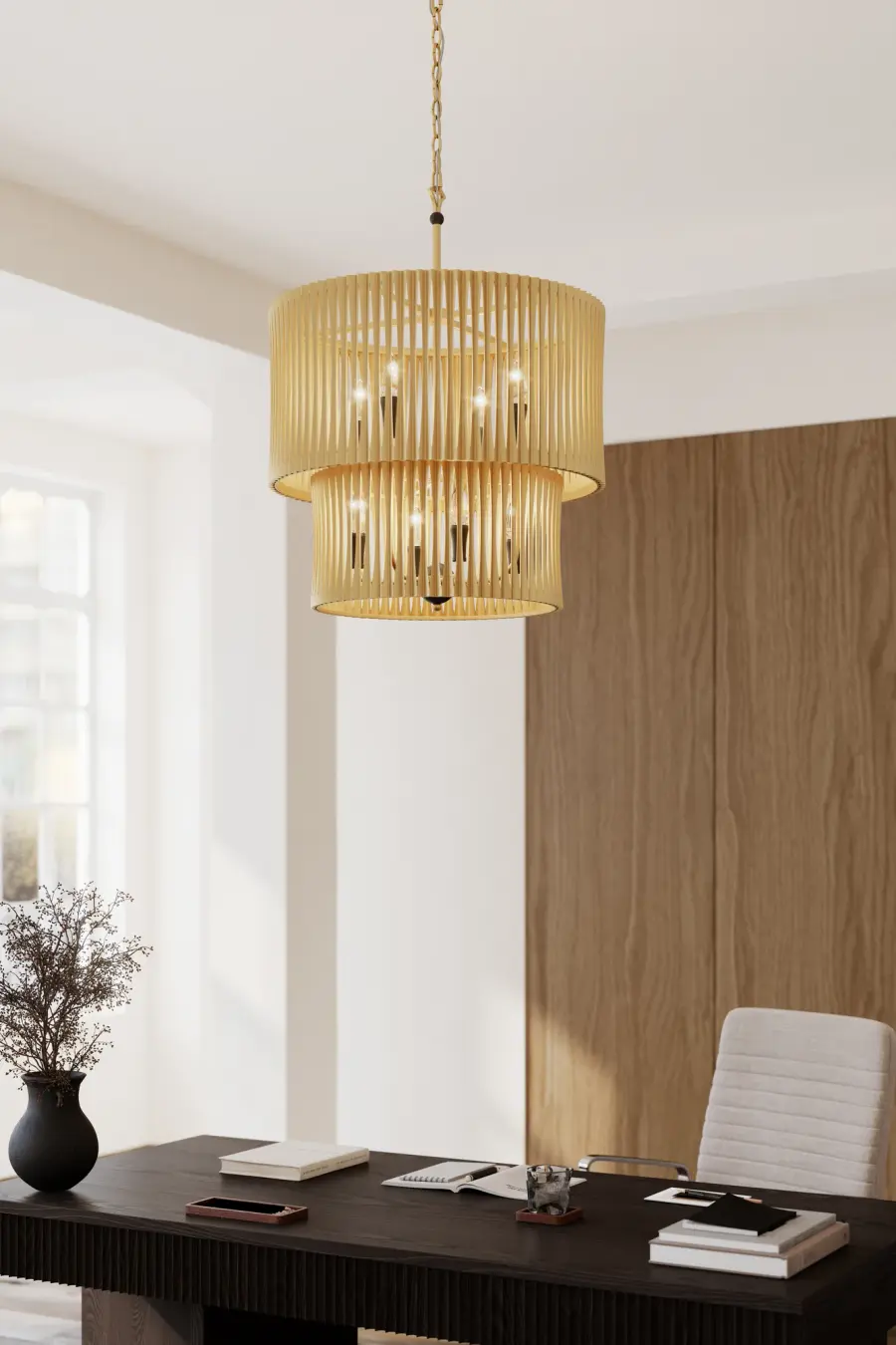 Aven 24" 8-Light Pendant in Sand Coal Black and Legacy Brass - Image 2
