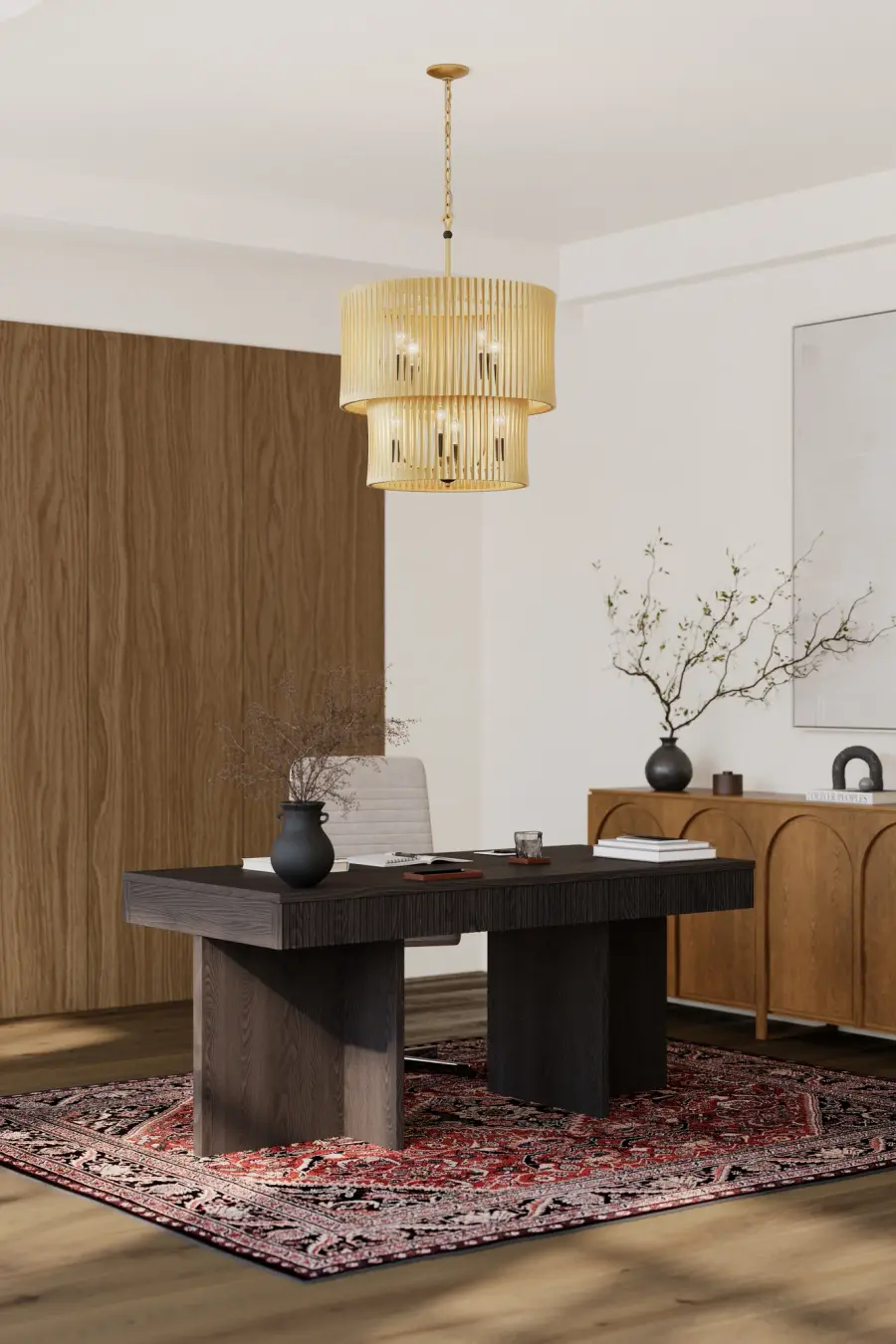 Aven 24" 8-Light Pendant in Sand Coal Black and Legacy Brass - Image 3