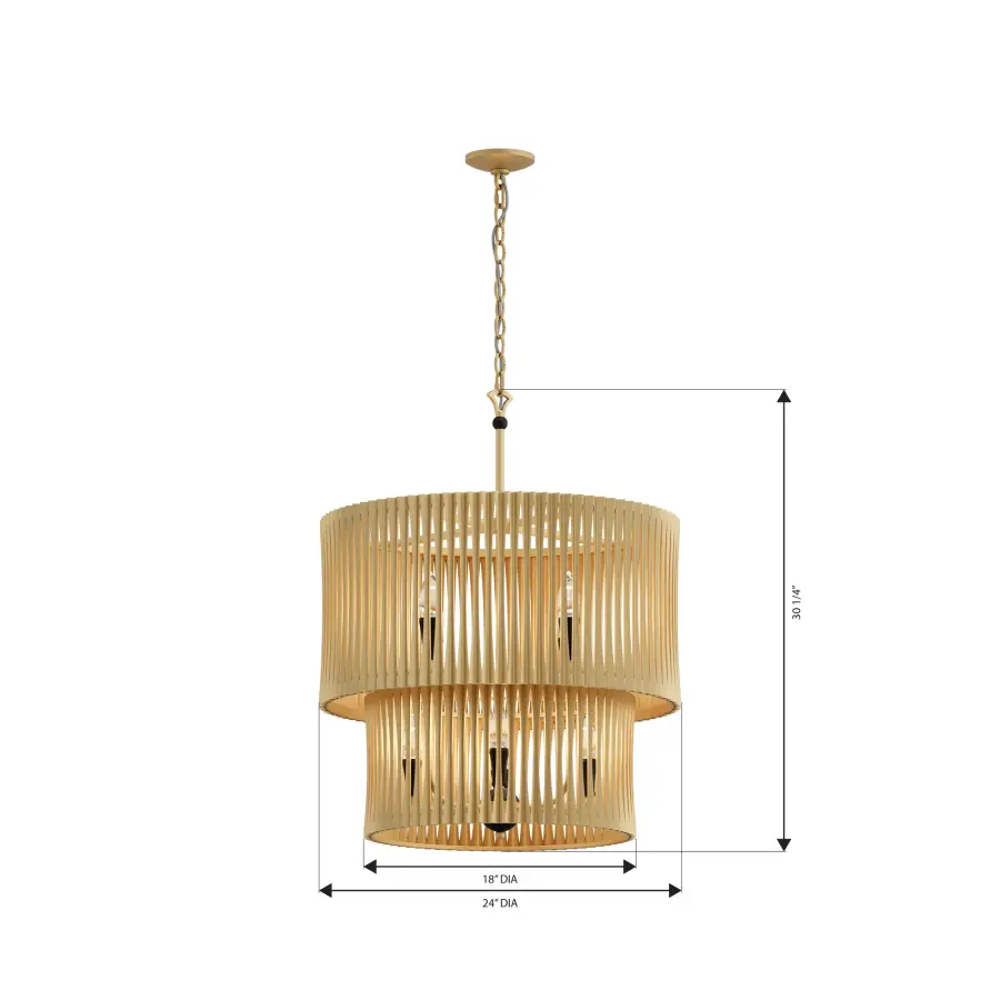Aven 24" 8-Light Pendant in Sand Coal Black and Legacy Brass - Image 4