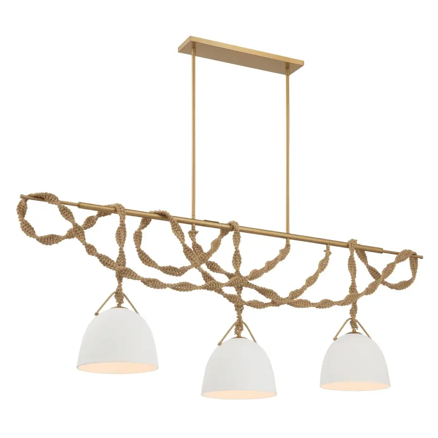 Cordón 63.25" 3-Light Linear Chandelier in Legacy Brass - Image 1