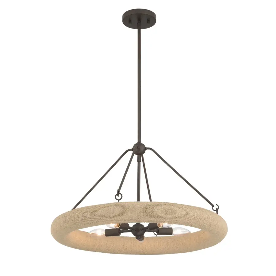 Aeris 24" 5-Light Pendant in Dark Bronze with Natural Paper Rope - Image 1