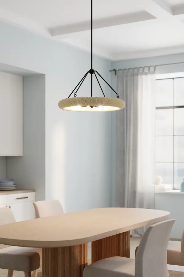 Aeris 24" 5-Light Pendant in Dark Bronze with Natural Paper Rope - Image 4