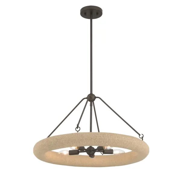 Aeris 24" 5-Light Pendant in Dark Bronze with Natural Paper Rope - Image 7
