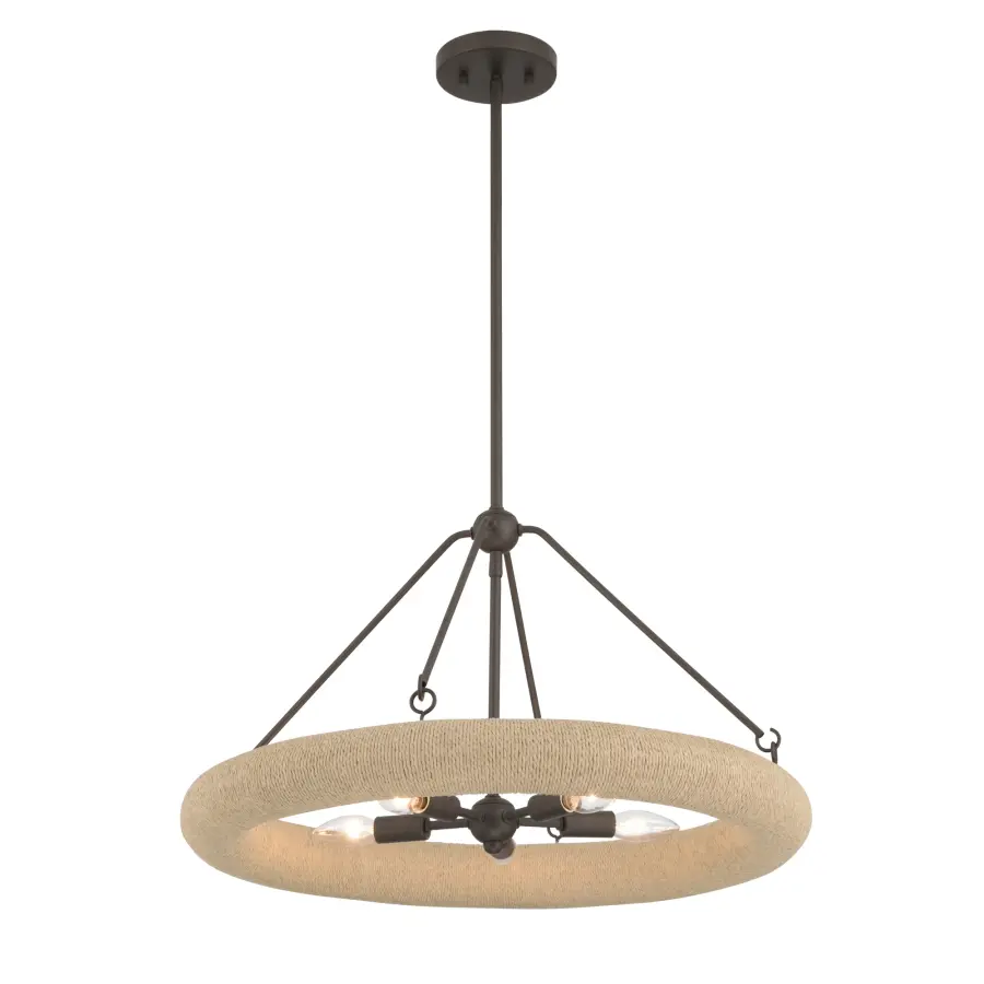 Aeris 24" 5-Light Pendant in Dark Bronze with Natural Paper Rope - Image 7