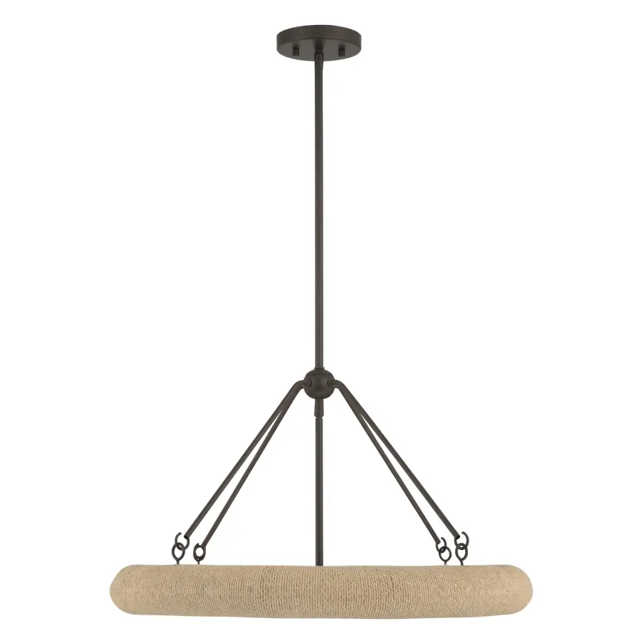 Aeris 24" 5-Light Pendant in Dark Bronze with Natural Paper Rope - Image 8