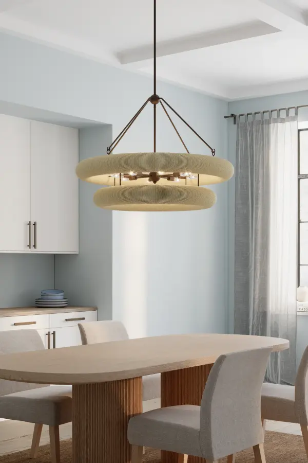 8-Light Pendant - Dark Bronze and Natural Paper Rope - alternate view