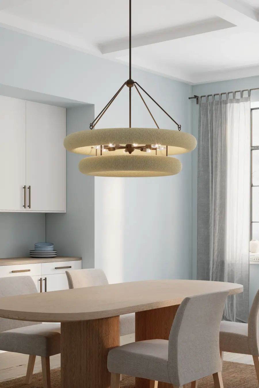 Aeris 36" 8-Light Pendant in Dark Bronze with Natural Paper Rope - Image 2