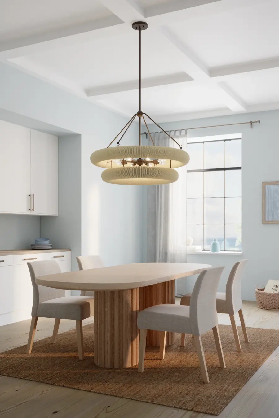 Aeris 36" 8-Light Pendant in Dark Bronze with Natural Paper Rope - Image 3