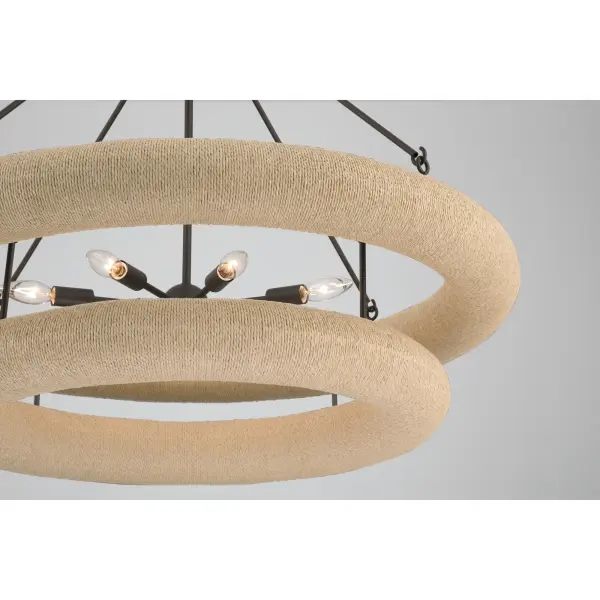 Aeris 36" 8-Light Pendant in Dark Bronze with Natural Paper Rope - Image 7