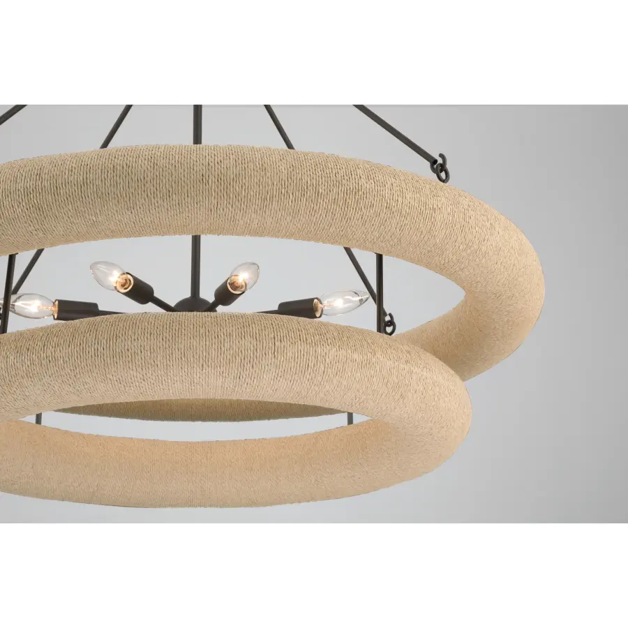 Aeris 36" 8-Light Pendant in Dark Bronze with Natural Paper Rope - Image 7