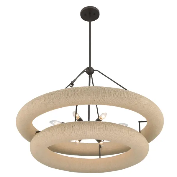 Aeris 36" 8-Light Pendant in Dark Bronze with Natural Paper Rope - Image 8