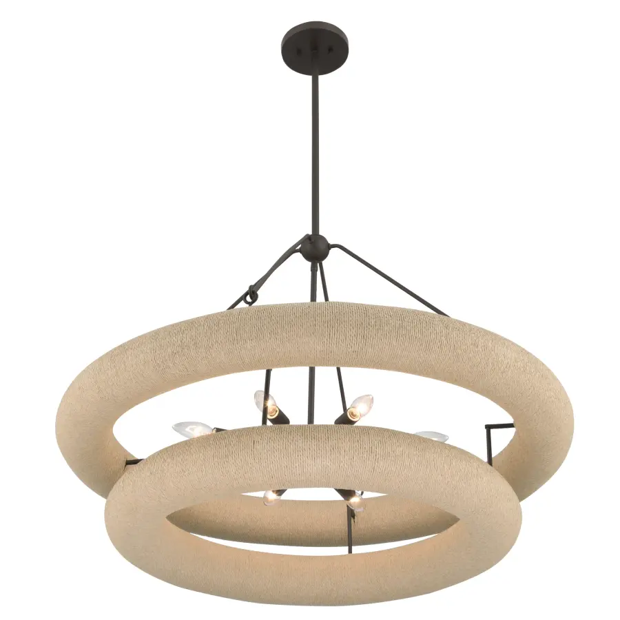 Aeris 36" 8-Light Pendant in Dark Bronze with Natural Paper Rope - Image 8