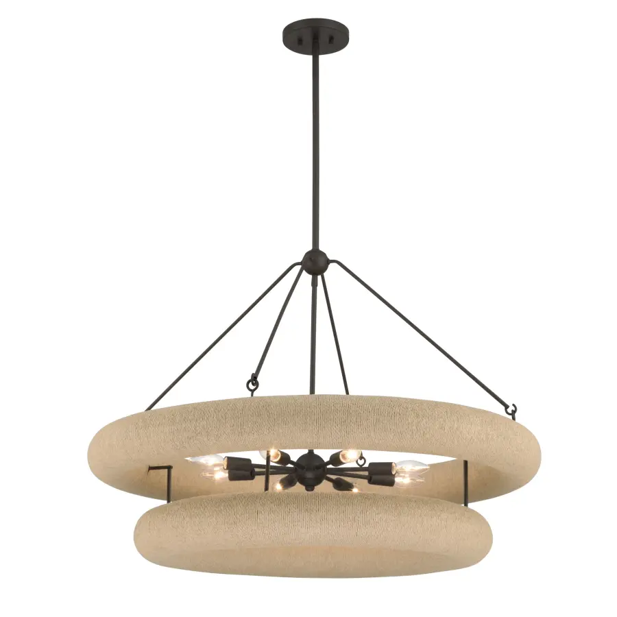 Aeris 36" 8-Light Pendant in Dark Bronze with Natural Paper Rope - Image 9