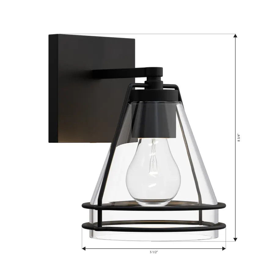 Lorenth 8.75" 1-Light Bath Sconce in Dark Matte Black - Image 2