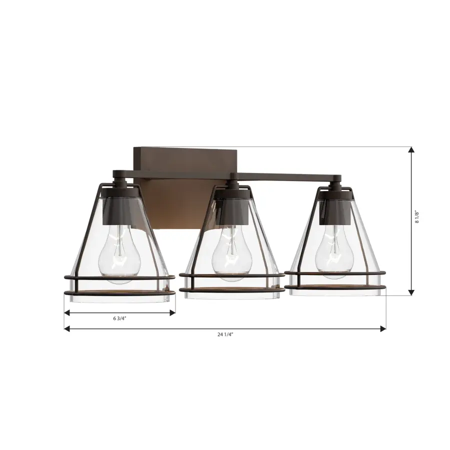 Lorenth 24.25" 3-Light Vanity in Dark Matte Black - Image 2