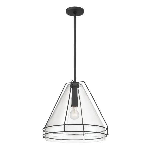 1-Light Pendant - Dark Matte Black with Clear Glass