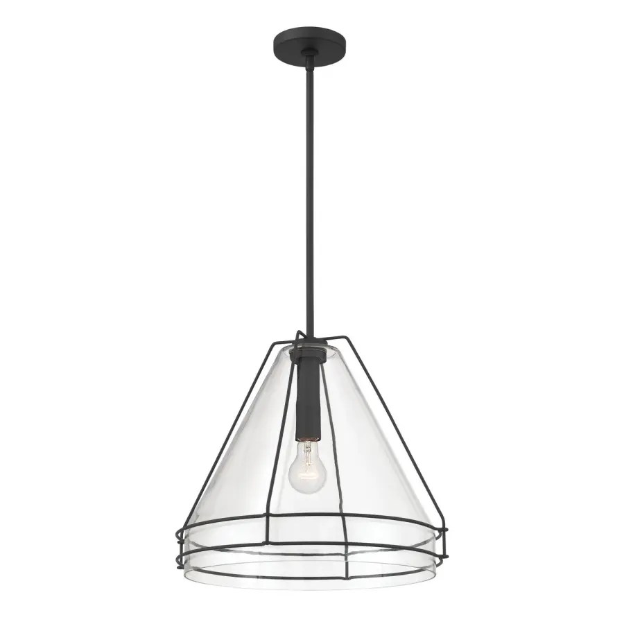 Lorenth 18" 1-Light Pendant in Dark Matte Black - Image 1