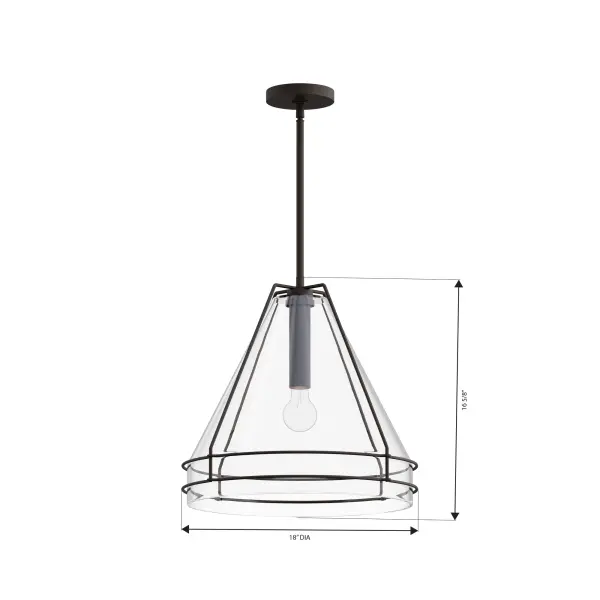 1-Light Pendant - Dark Matte Black with Clear Glass - alternate view