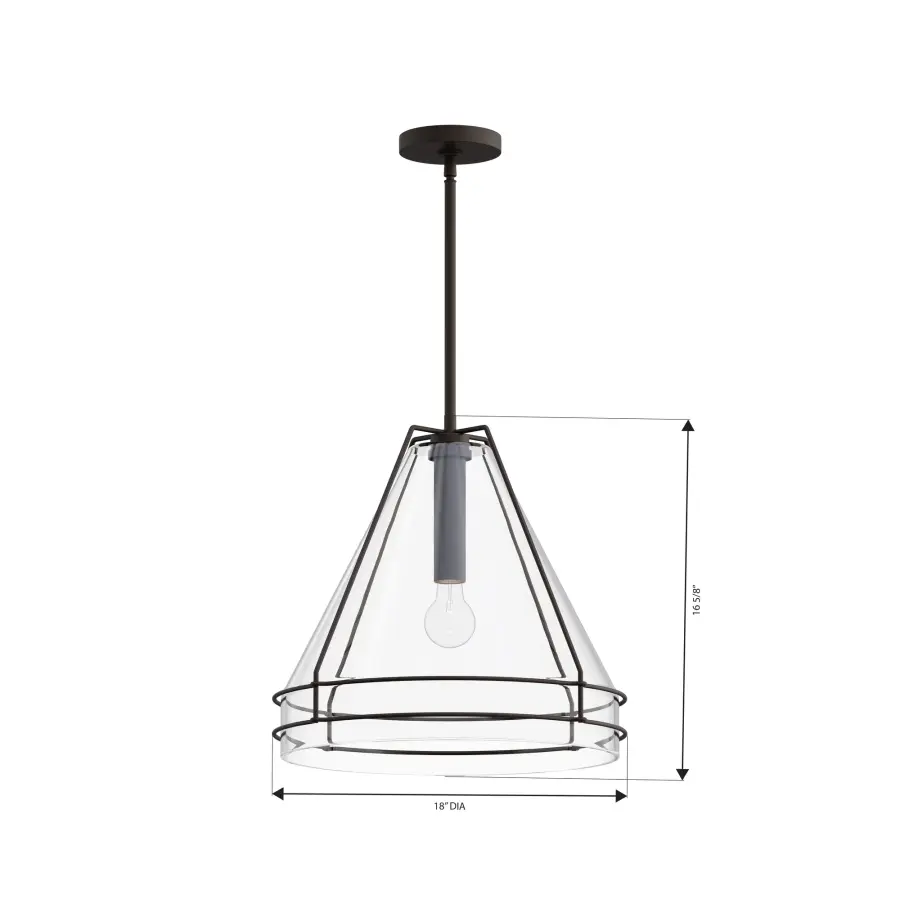 Lorenth 18" 1-Light Pendant in Dark Matte Black - Image 2